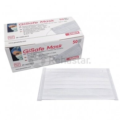 Medical surgical disposable 3-layer face masks 50 pcs. GISAFE 98%