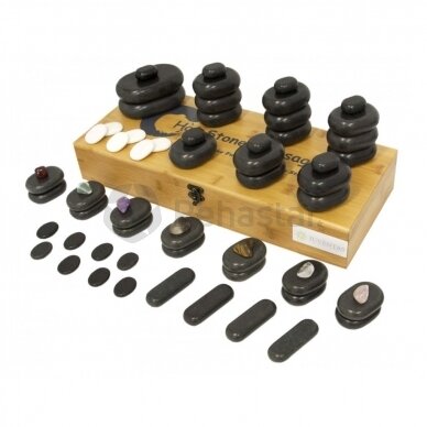 Set of 64 basalt hot stones for massage